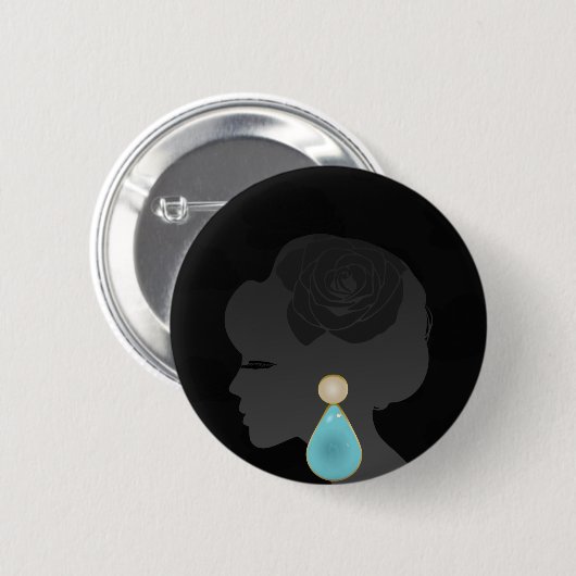Badge Rond 5 Cm Femme noire Silhouette Dark Glamor (Devant & derrière)