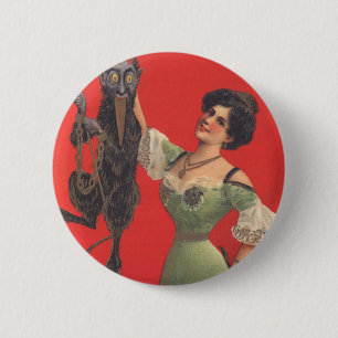 Badge Rond 5 Cm Femme qui regarde Krampus