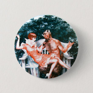 Badge Rond 5 Cm Femme Rétro Vintage Diable Français et la Dame