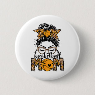Badge Rond 5 Cm Femme Sketll Maman Jour de jeu Messy Bun Leopard B