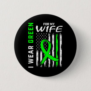 Badge Rond 5 Cm Femme verte Maladie du rein Cérébrale Palsie de l'