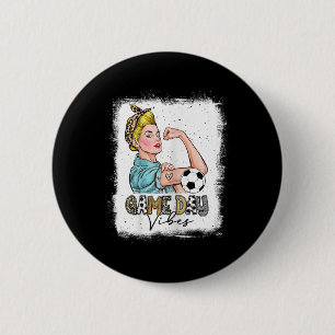 Badge Rond 5 Cm Femmes blanchies journée de match de football Vibe