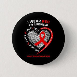 Badge Rond 5 Cm Femmes Cadeaux Guerrier Red Fighter Maladie cardia