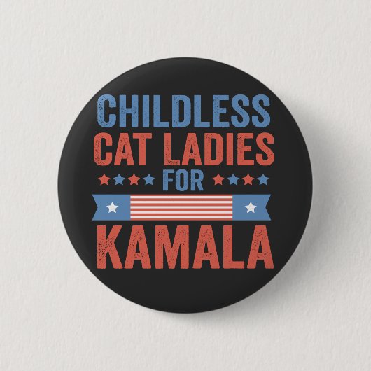Badge Rond 5 Cm Femmes Chat Sans Enfant Pour Kamala 2024 (Devant)