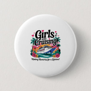 Badge Rond 5 Cm Femmes en croisière Femme Fille Vacances en bateau