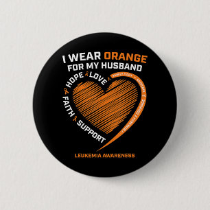 Badge Rond 5 Cm Femmes Femme Je Porte Orange Pour Mon Mari Leucémi