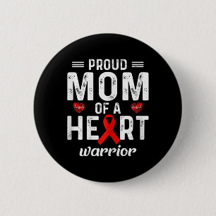 Badge Rond 5 Cm Femmes Fier Maman D'Un Coeur Guerrier Maladie Card