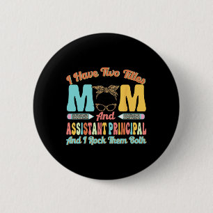 Badge Rond 5 Cm Femmes Istant Principal Maman Messy Bun Retro Mère