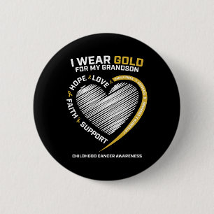 Badge Rond 5 Cm Femmes Je Porte De L'Or Pour Mon Petit-Fils Cancer
