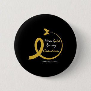 Badge Rond 5 Cm Femmes Je Porte De L'Or Pour Mon Petit-Fils Cancer