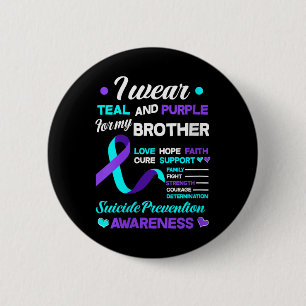 Badge Rond 5 Cm Femmes Je Porte Turquoise & ; Violet Pour Mon F