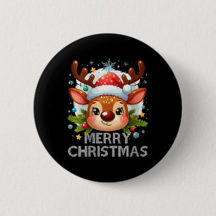 Badge Rond 5 Cm Femmes Joyeux Noël Jote Reindee Hommes Femmes