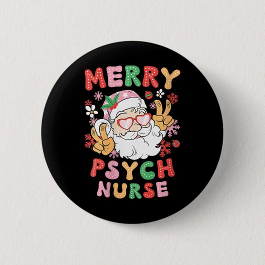 Badge Rond 5 Cm FEMMES Joyeux Psyché Infirmière Noël Nur psychiatr (Devant)