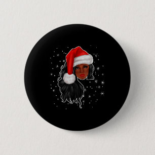 Badge Rond 5 Cm Femmes Noires Noël Père Noël Afro Américain Fu