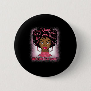 Badge Rond 5 Cm Femmes noires Reine plus forte que cancer du sein