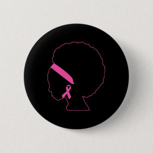 Badge Rond 5 Cm Femmes noires Sensibilisation au cancer du sein Af