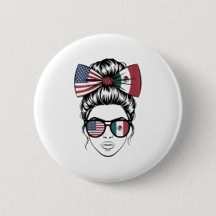 Badge Rond 5 Cm Femmes Oui Je Suis Tous Les Deux Fier Américain Me