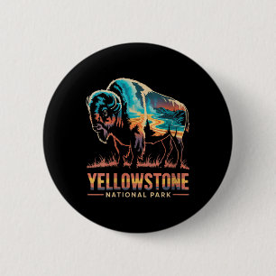 Badge Rond 5 Cm Femmes Parc national de Yellowstone Rétro Extérieu