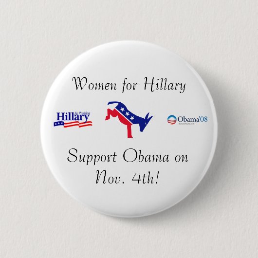 Badge Rond 5 Cm Femmes pour Hillary, appui Obama (Devant)