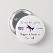 Badge Rond 5 Cm Femmes pour Hillary, appui Obama (Devant & derrière)
