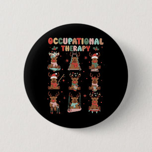 Badge Rond 5 Cm Femmes Rétro ergothérapie Reindee de Noël