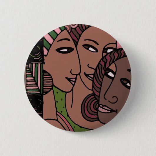 Badge Rond 5 Cm Femmes roses et vertes d'Afro-américain (Devant)