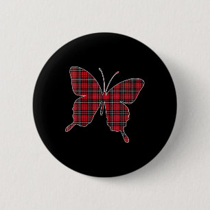 Badge Rond 5 Cm FEMMES Rouge Buffalo Plaid Papillon Correspondant