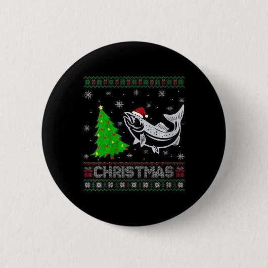 Badge Rond 5 Cm Femmes Saumon Xmas Arbre Éclairage de Noël moche V (Devant)