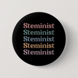 Badge Rond 5 Cm Femmes Stéménistes Rétro Dans STEM