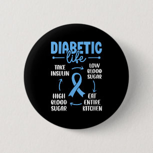 Badge Rond 5 Cm Femmes Vie diabétique Faible Sang Sucre Manger Tou