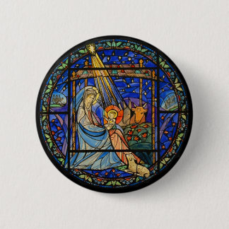 Badge Rond 5 Cm Fenêtre en verre coloré de la Nativité