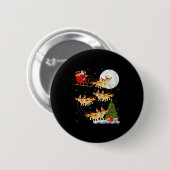 Badge Rond 5 Cm Fennec Fox Santa Sleigh Flying Funny Magical Chris (Devant & derrière)