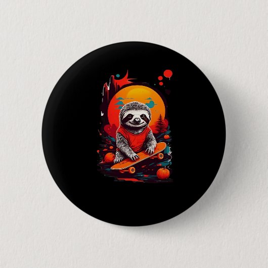 Badge Rond 5 Cm Fente avec skateboard sur la nuit halloween Classi (Devant)