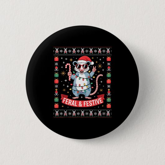 Badge Rond 5 Cm Feral And Festive Ossum Christmas Sweater  (Devant)