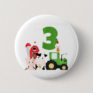 Badge Rond 5 Cm Ferme Barnyard Animaux Tracteur 3e anniversaire 3