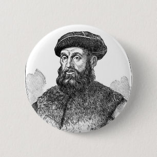 Badge Rond 5 Cm Fernando Magellan, Explorateur