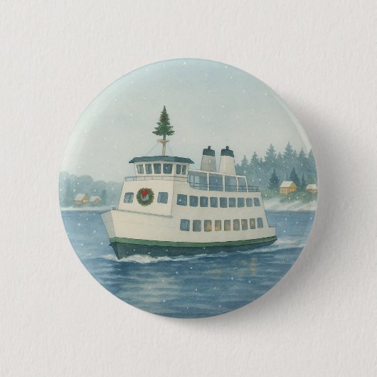 Badge Rond 5 Cm Ferry de jour Noël (Devant)