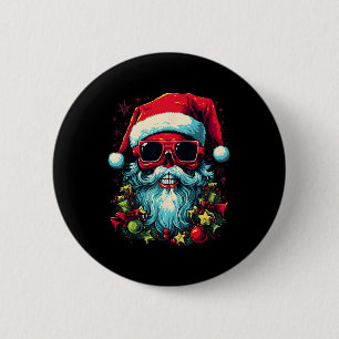 Badge Rond 5 Cm Festif Edge Edgy Crâne de Noël Design graphique