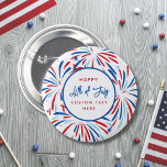 Badge Rond 5 Cm Festif Fireworks Custom 4 juillet Party<br><div class="desc">Bouton de fête super fun 4 juillet avec feux d'artifice colorés et 3 lignes de texte personnalisé. C'est tellement facile de customiser ! ! Parfait pour une fête festive 4 juillet fête de l'Indépendance, barbecue d'été, cuisine d'entreprise, réunion de famille ou bouton de campagne politique. Consultez tous les articles correspondants...</div>
