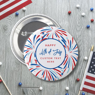 Badge Rond 5 Cm Festif Fireworks Custom 4 juillet Party