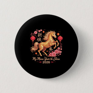 Badge Rond 5 Cm Festive 2026 Crazy Horse Lady Ma crinière année po