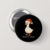 Badge Rond 5 Cm Festive And Mpy Goose Santa Hat Xmas Light Matchin (Devant & derrière)