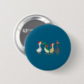 Badge Rond 5 Cm Festive Christmas Ducks Decorative Xmas Lights San (Devant & derrière)