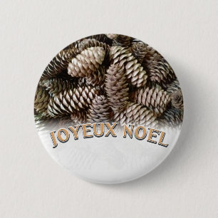 Badge Rond 5 Cm Festive Holiday Joyeux Noel Pine Cone