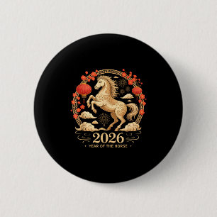Badge Rond 5 Cm Fête 2026 Année du Cheval Dame de la Fortune Lunai