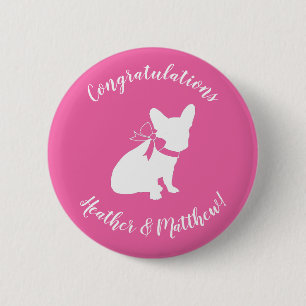 Badge Rond 5 Cm Fête à thème Bulldog en France - rose Baby shower