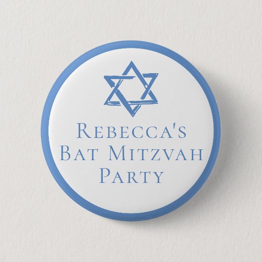 Badge Rond 5 Cm Fête bat mitzvah lumière étoile bleue de David (Devant)