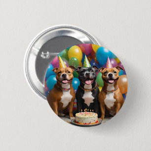 Badge Rond 5 Cm Fête D'Anniversaire Avec Ballons Gâteau,