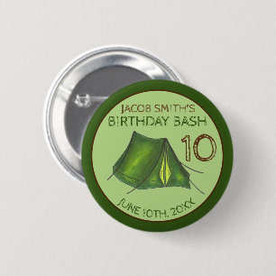 Badge Rond 5 Cm Fête d'anniversaire Camp de bash Tente Sleepover C