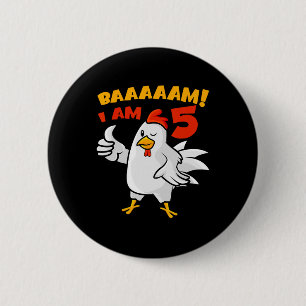 Badge Rond 5 Cm Fête d'anniversaire de 5 ans de poulet Ferme Poule